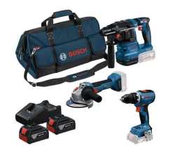 Akkukonesarja Bosch Professional GSB/GWS/GBH 3 osaa 18V 3x5,0 Ah akuilla + laukku