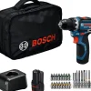 Akkuporakone Bosch Professional GSR 12V-32 2x2,0 Ah akuilla + 24-os, tarvikesarja laukku