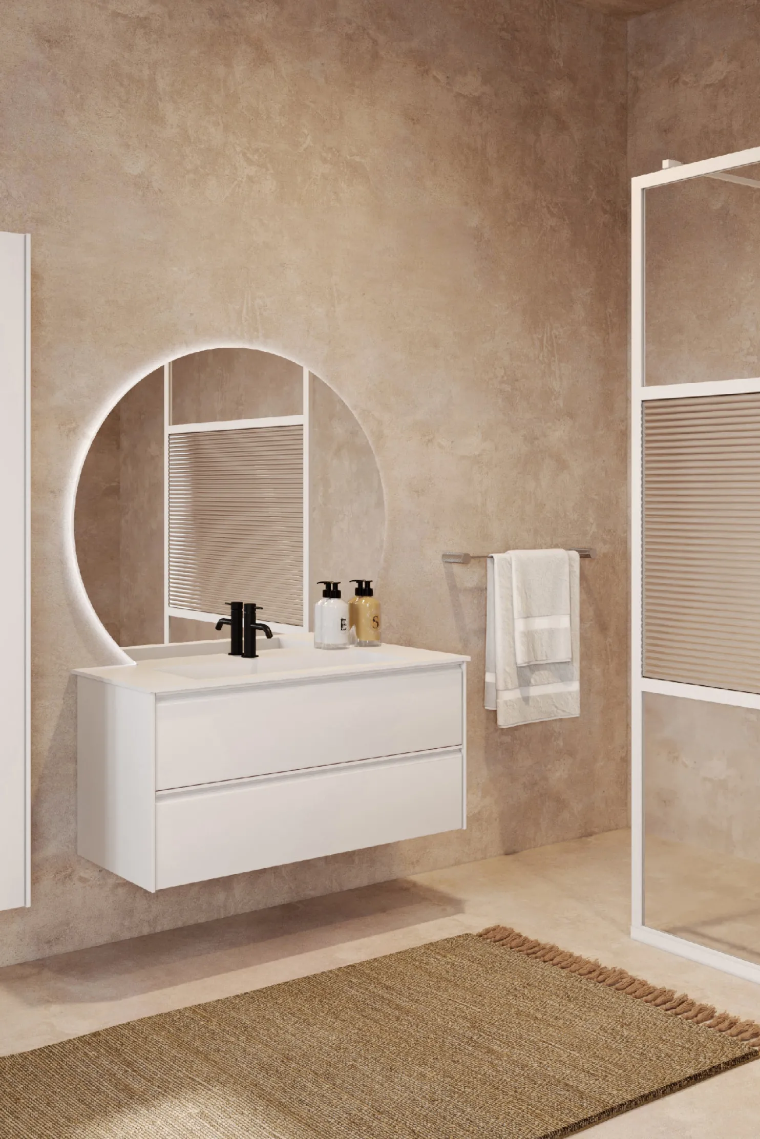 Allaskaappi altaalla Hietakari Corian L04, 984x455x490 mm, valkoinen Corian-allas, eri värejä