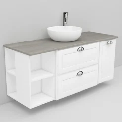 Allaskaappi ja Coast-allas Noro Flexline 173.3 1200 mm marmoritaso valkoinen kehysovi