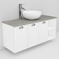 Allaskaappi ja Coast-allas Noro Flexline 133.3 1200 mm marmoritaso valkoinen kehysovi
