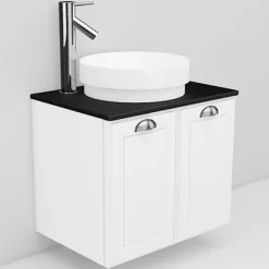Allaskaappi ja Peak-allas Noro Flexline 7.3 musta taso 600 mm valkoinen kehysovi