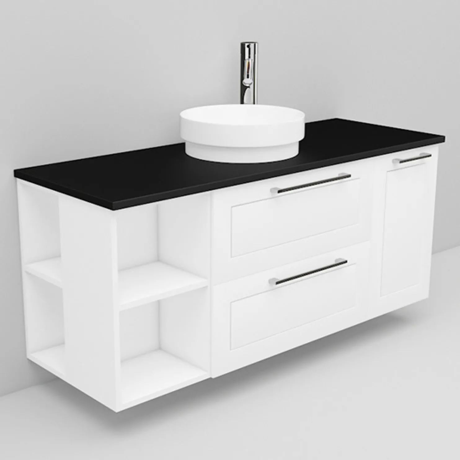 Allaskaappi ja Peak-allas Noro Flexline 175 1200 mm musta taso eri värejä