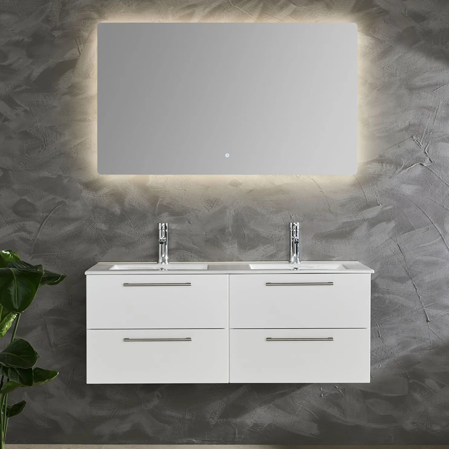 Allaskaappi kaksoisaltaalla Bathlife Lust 1200x480 mm valkoinen