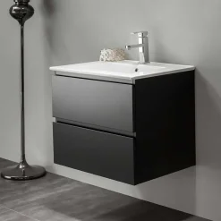 Allaskaappi pesualtaalla Bathlife Eufori, 600-1000 mm, musta