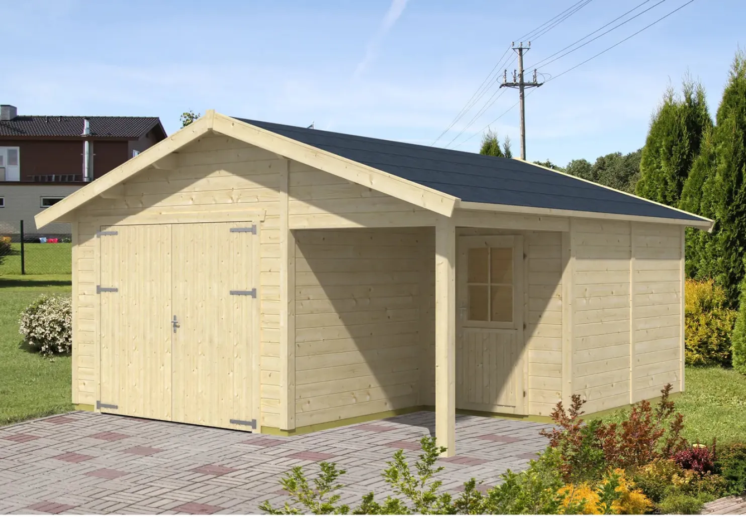 Autotalli Skan Holz Varberg 2 26,3m², puuvalmis