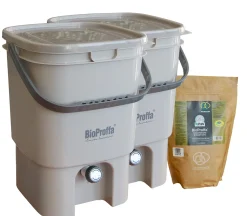 Bokashi keittiökompostori BioProffa Prego tuplapakkaus 19 l harmaa