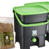 Bokashi keittiökompostori BioProffa Organko tuplapakkaus 16 l musta/vihreä