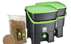 Bokashi keittiökompostori BioProffa Organko tuplapakkaus 16 l musta/vihreä