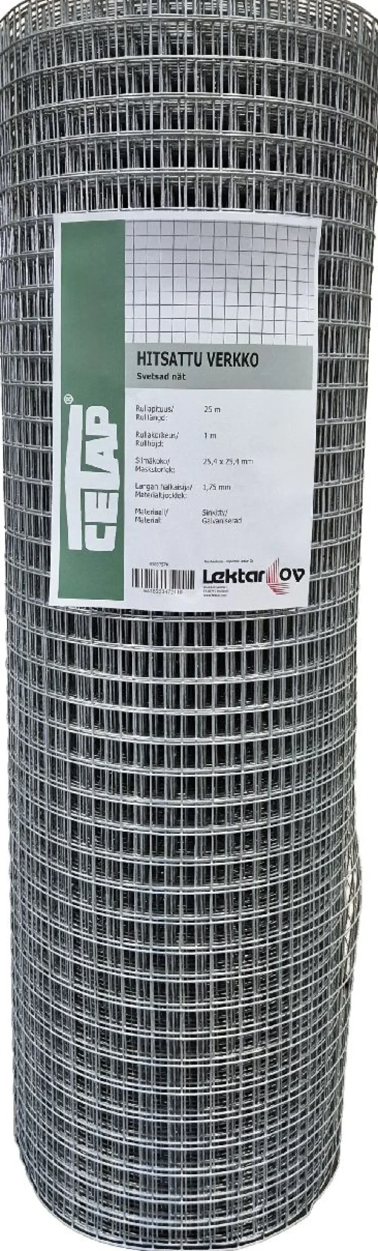 Hitsattu verkko Cetap, 25.4x25.4x1.75mm, 1x25m, sinkitty