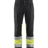 Huomiohousut Blåkläder 1551 Highvis Stretch musta/huomiokeltainen