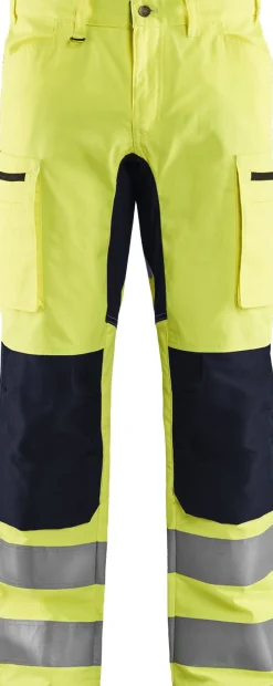 Huomiohousut Blåkläder 1585 Highvis Stretch huomiokeltainen/musta