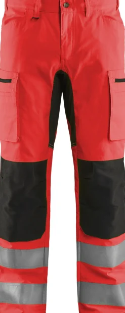 Huomiohousut Blåkläder 1585 Highvis Stretch huomiopunainen/musta