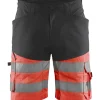 Huomioshortsit Blåkläder 1541 Highvis Stretch musta/huomiopunainen
