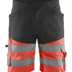 Huomioshortsit Blåkläder 1541 Highvis Stretch musta/huomiopunainen