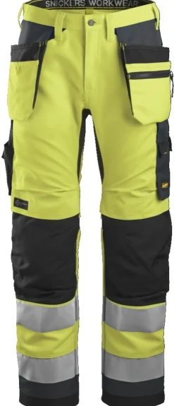 Huomiotyöhousut Snickers Workwear AllroundWork+ 6230 keltainen