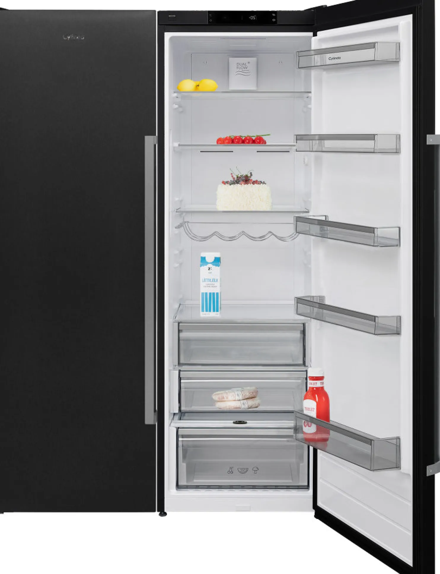 Jääkaappi ja pakastin Cylinda K4485NBIHE - F4485NBIVE, 119cm, 390/280 l, musta teräs