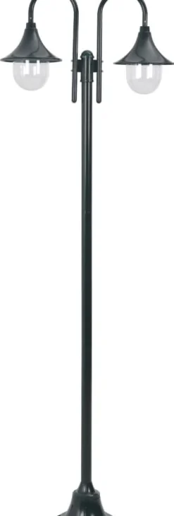 Kaksilyhtyinen pylväsvalaisin puutarhaan e27 220 cm vihreä
