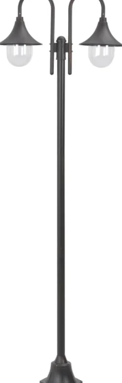 Kaksilyhtyinen pylväsvalaisin puutarhaan e27 220 cm pronssi
