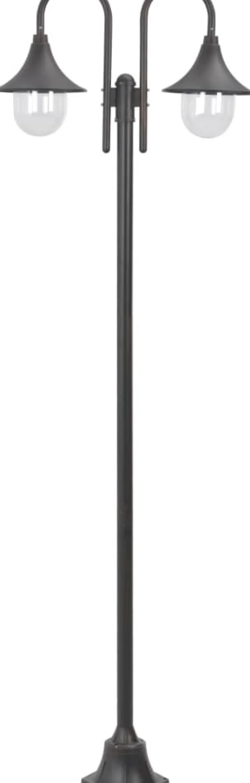 Kaksilyhtyinen pylväsvalaisin puutarhaan e27 220 cm pronssi