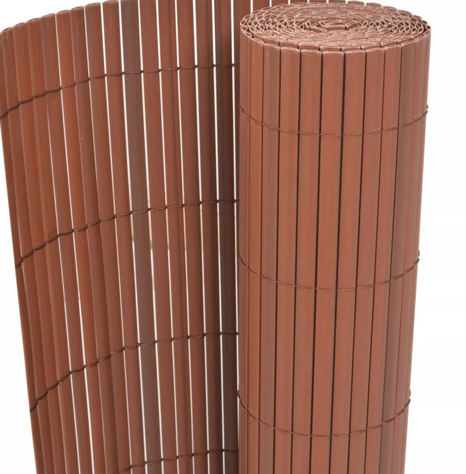 Kaksipuolinen puutarha-aita PVC 90x500cm ruskea