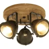 Kattospotti Aneta Lighting Alaska 3-osainen puu/harmaa