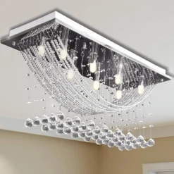 Kattovalaisin kimaltelevilla lasikristalleilla 8xg9 29cm