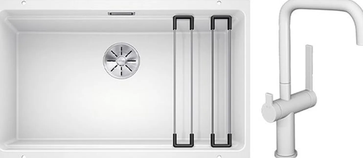 Keittiöallas Blanco Etagon 700-U ja Lapetek Lino-A keittiöhana APK-liitäntä eri värejä