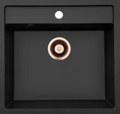 Keittiöallas Lavabo Jupiter 50, 490x510mm, komposiitti, musta, eri pohjaventtiilin värejä