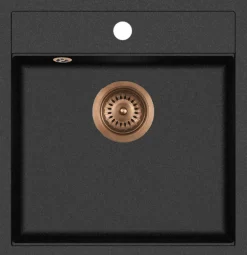 Keittiöallas Lavabo Jupiter 50, 490x510mm, komposiitti, musta, eri pohjaventtiilin värejä