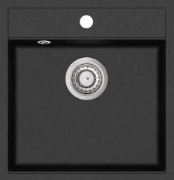 Keittiöallas Lavabo Jupiter 50, 490x510mm, komposiitti, musta, eri pohjaventtiilin värejä