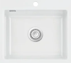 Keittiöallas Lavabo Mera 57, 575x510mm, keramiikka, valkoinen, eri pohjaventtiilin värejä