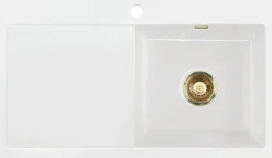 Keittiöallas Lavabo Mera 90, 900x510mm, oikea, keramiikka, valkoinen/messinki