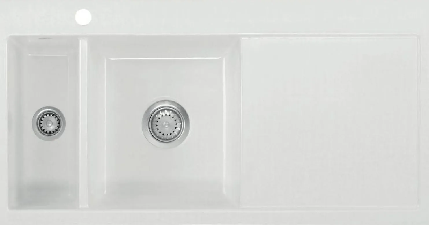 Keittiöallas Lavabo Mera 100 1½, 1000x510mm, vasen, keramiikka, valkoinen/kromi