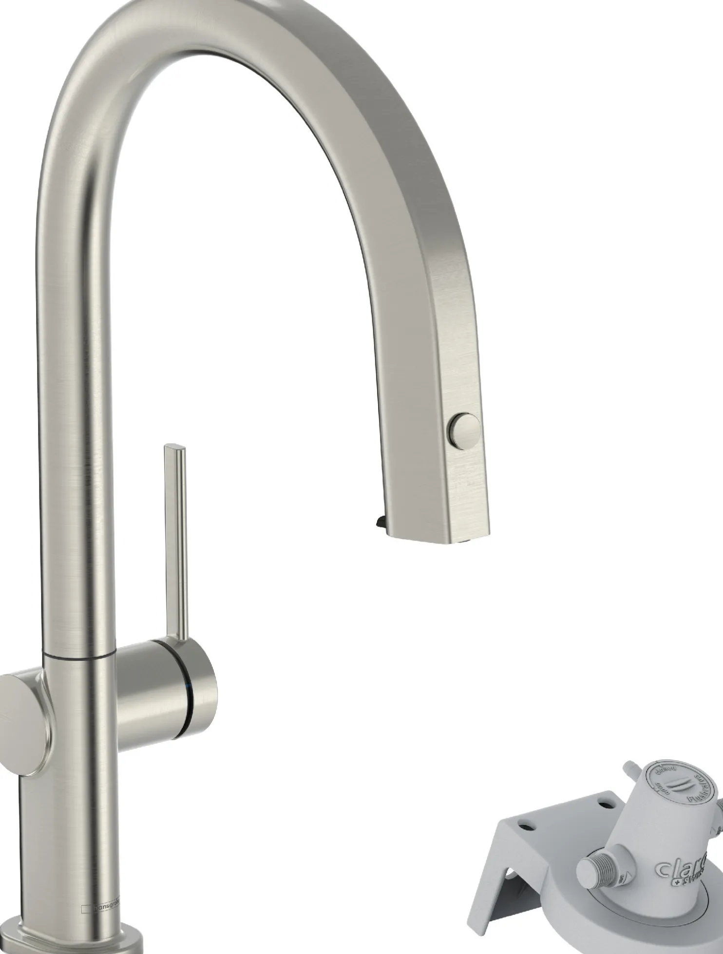 Keittiöhana Hansgrohe Aqittura M91 FilterSystem 210, ulosvedettävä juoksuputki 1jet, sBox, ruostumaton teräs