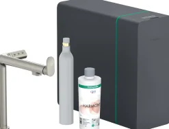Keittiöhana Hansgrohe Aqittura M91 SodaSystem 210, ulosvedettävä juoksuputki 1jet, aloitussarja, ruostumaton teräs