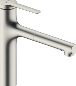 Keittiöhana Hansgrohe Zesis M33 160, ulosvedettävä juoksuputki, 2 jet, sBox lite, ruostumaton teräs