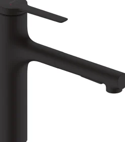 Keittiöhana Hansgrohe Zesis M33 160, ulosvedettävä juoksuputki, 2 jet, sBox lite, mattamusta