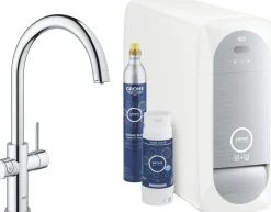 Keittiöhana hiilihapotuslaitteella Grohe Blue Home C aloituspakkaus