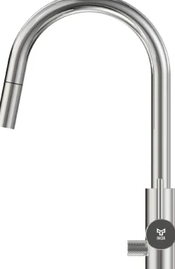 Keittiöhana INOX by Tammiholma Q1, ulosvedettävä juoksuputki ja APK-venttiili, kiiltävä teräs