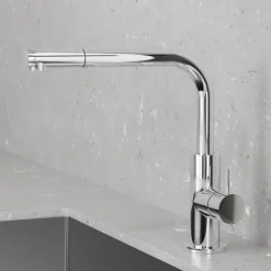 Keittiöhana Scandtap Accent 90 Classic, ulosvedettävä juoksuputki, ruostumaton teräs