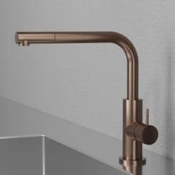 Keittiöhana Scandtap Steel Accent 90 Amber, ulosvedettävä juoksuputki, kupari