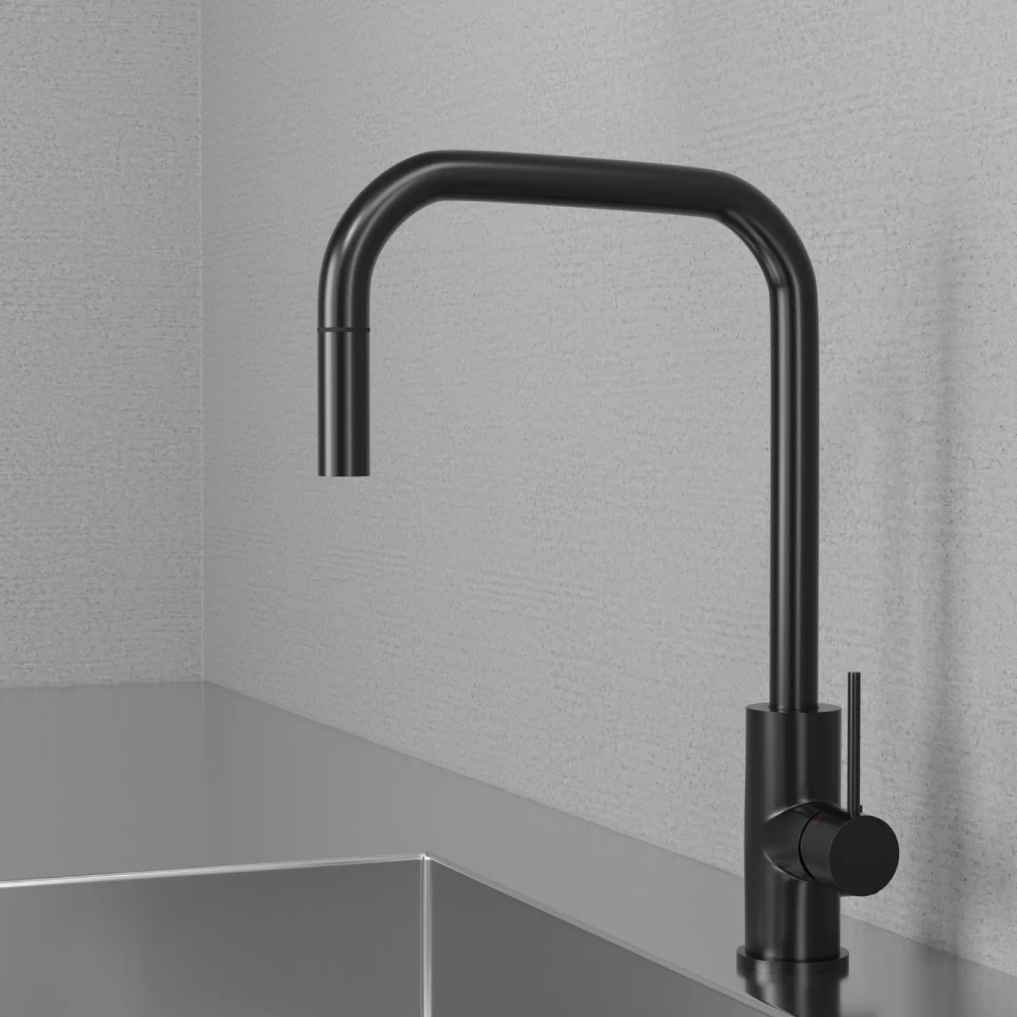 Keittiöhana Scandtap Steel Accent Square Shadow D APK-liitäntä ulosvedettävä juoksuputki musta