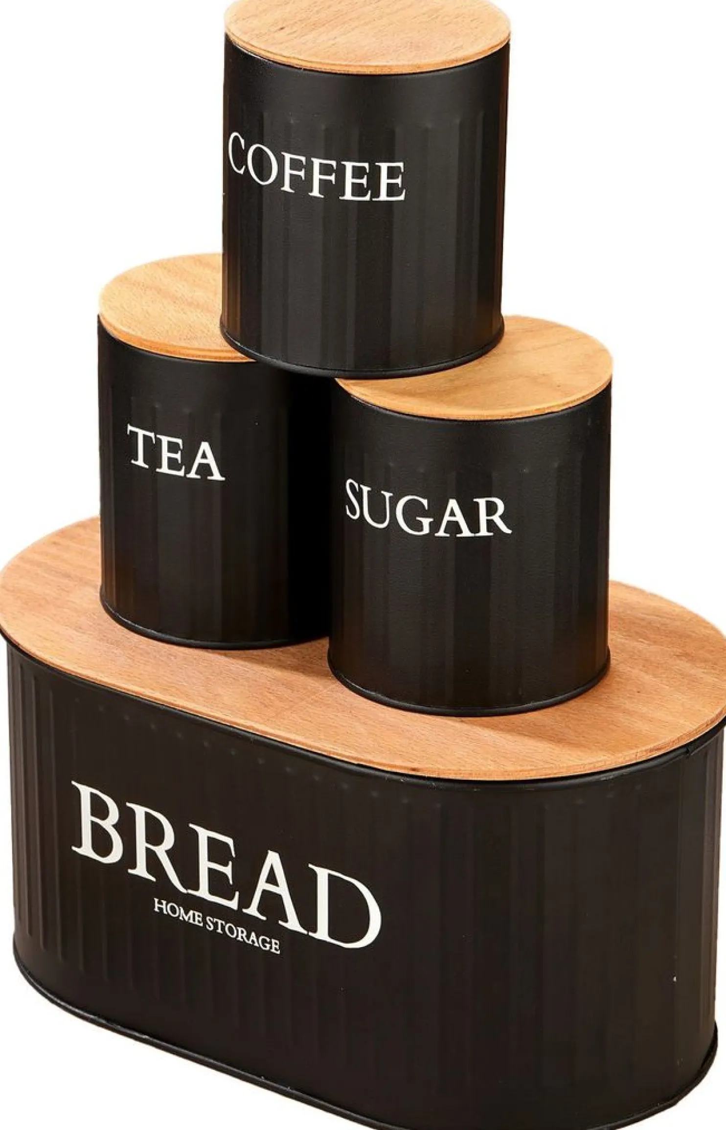Keittiön säilytyspurkkisetti (4 osaa) Linento Bread, Tea, Coffee & Sugar, eri värejä