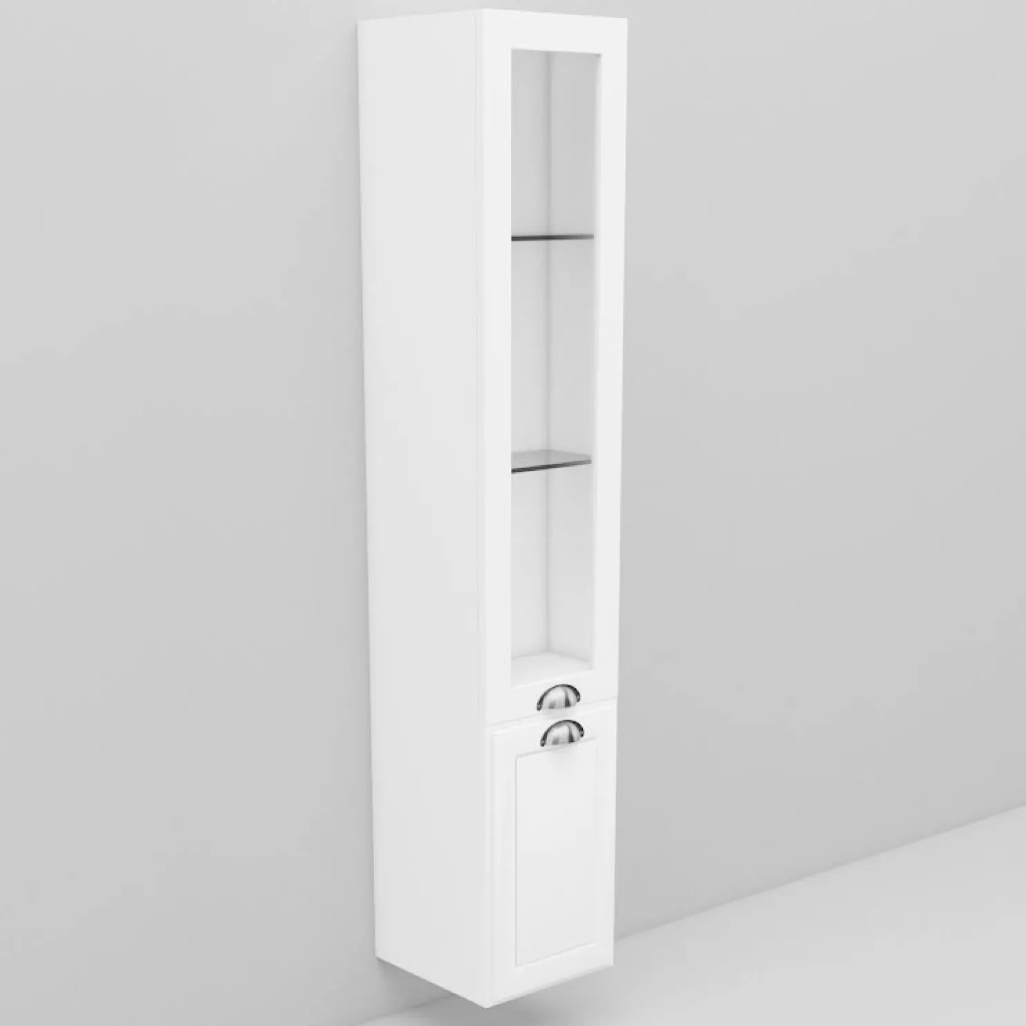 Korkea kaappi Noro Flexline 223.3 300 mm valkoinen kehysovi