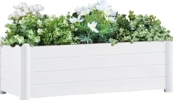 Korotettu kukkalaatikko pp valkoinen 100x43x35 cm