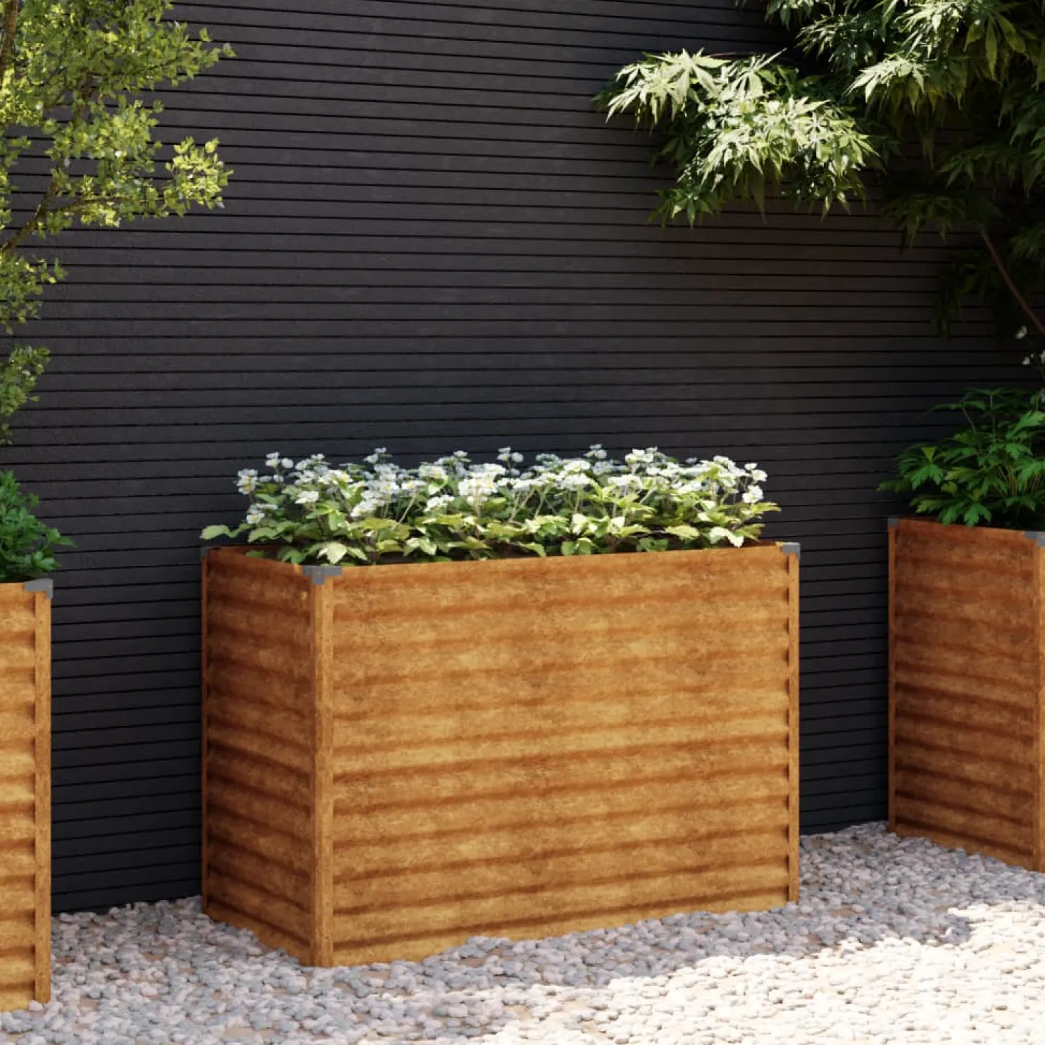 Korotettu kukkalaatikko 100x50x69 cm corten-teräs