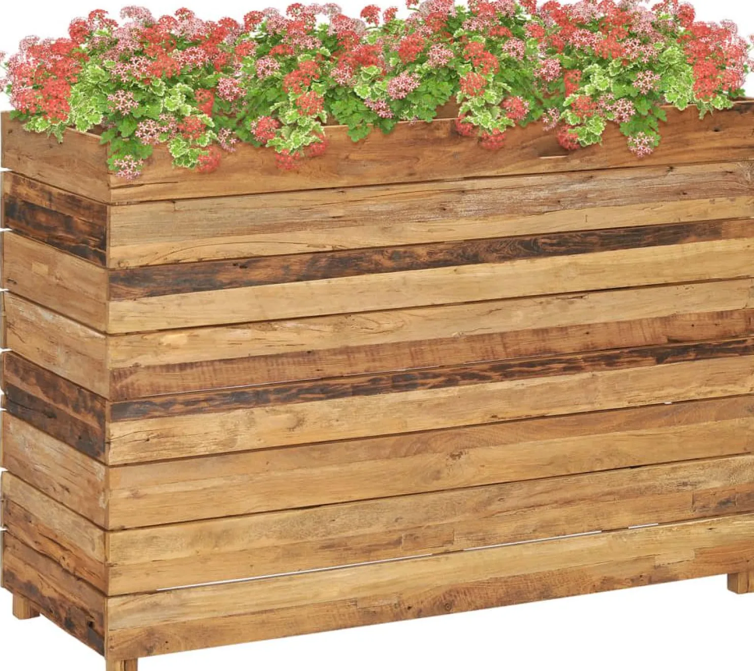 Kukkalaatikko 100x40x72 cm kierrätetty tiikki ja teräs