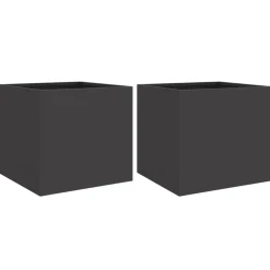 Kukkalaatikot 2 kpl musta 32x30x29 cm teräs (41536)
