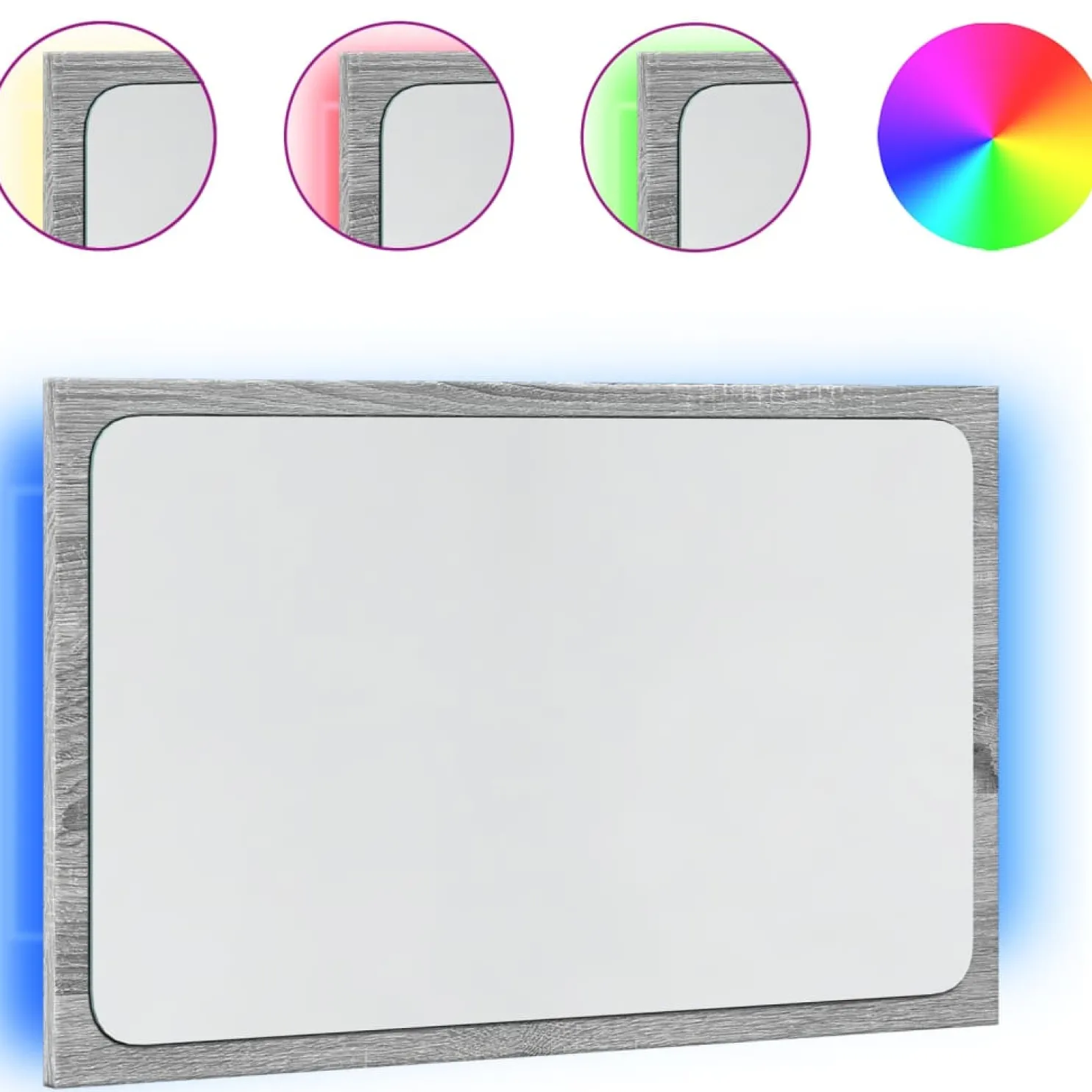 Kylpyhuoneen peili LED-valoilla, koot 60x8,5x37 cm ja 60x8,5x38 cm, eri värejä (07779)
